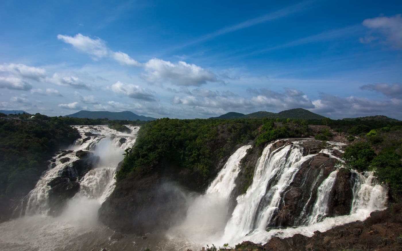 The Cauvery falls at Shivanasamudra in full flow